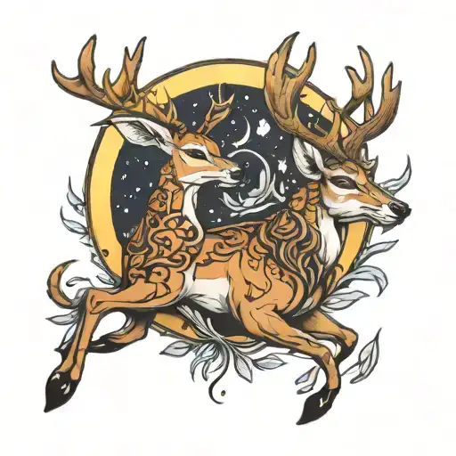 Deer Jungel Moon Merging Together