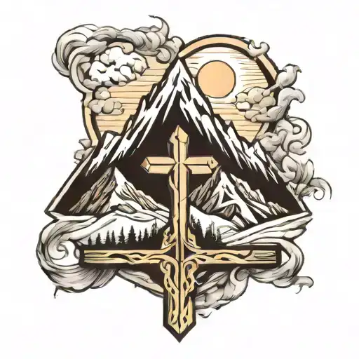 Cross And Mountain Peak