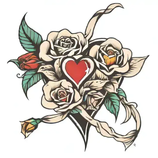 Rose Heart Banner Wrapped