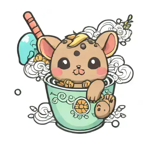 Cute Animal In Bubble Tea Cup