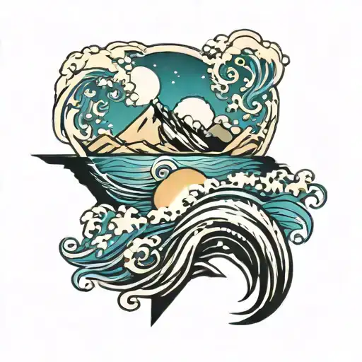 Mountains And Ocean Waves