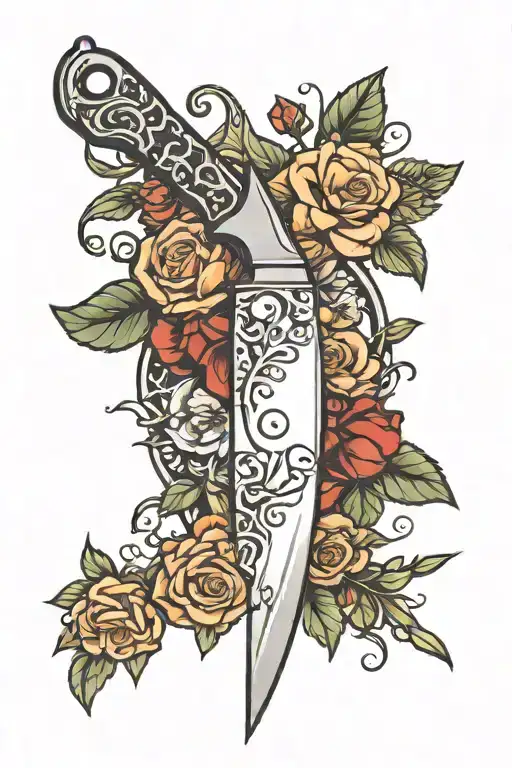 Chef Knife With Flowers Intertwined Within
