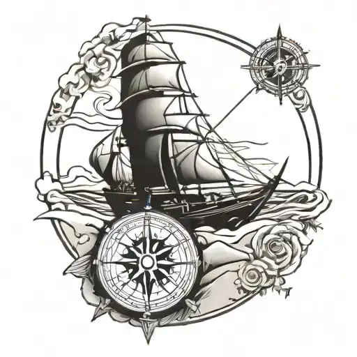 Beach And Compass Surrounded