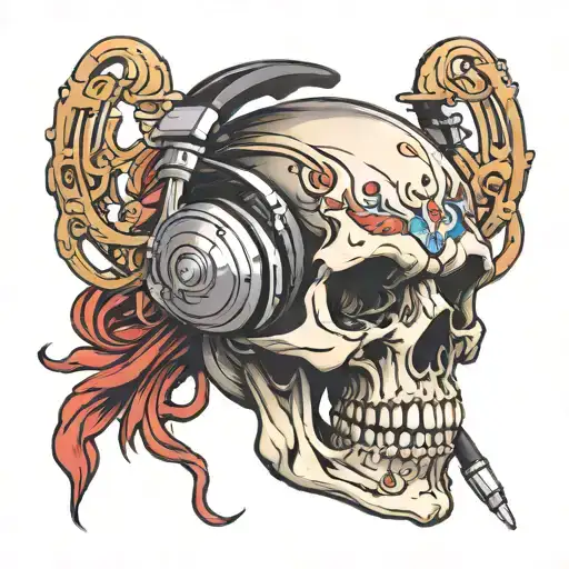 Skull Wearing Headphones