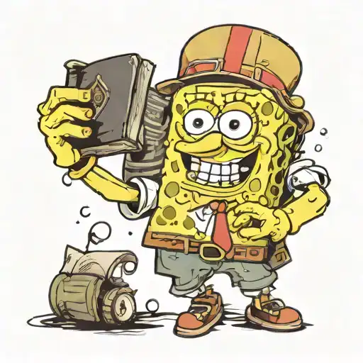Spongebob Holding A Book