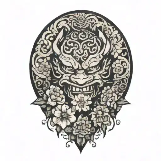 Samuarai In A Garden With Flower