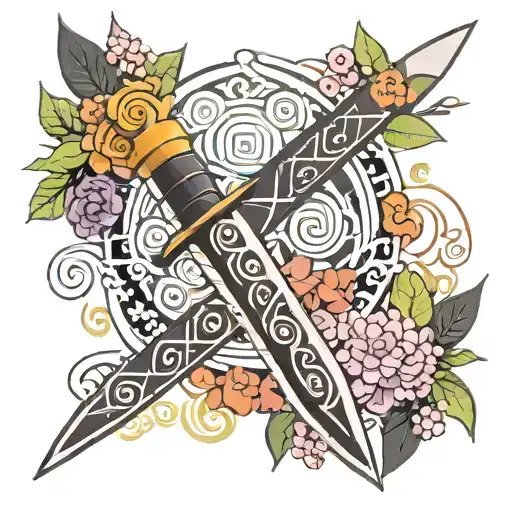 Naruto Kunai Knife Of Hidden Leaf Village With Naruto Style Plants