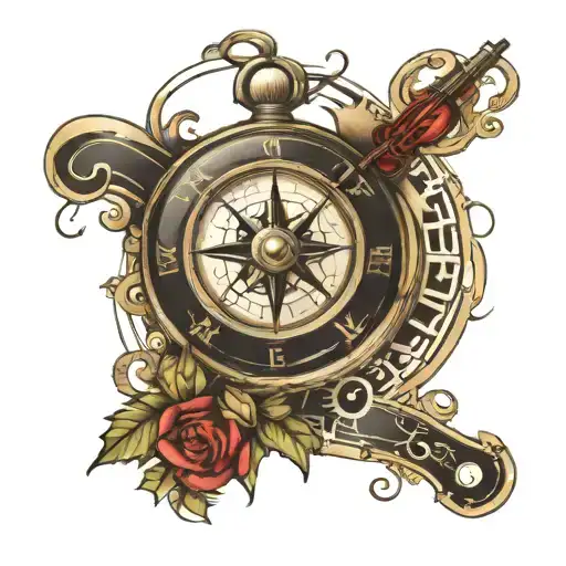 Musical Notes Intertwined In A Compass