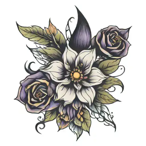 Spooky Feminine Tattoo Floral