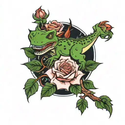 Dinosour Holding Rose