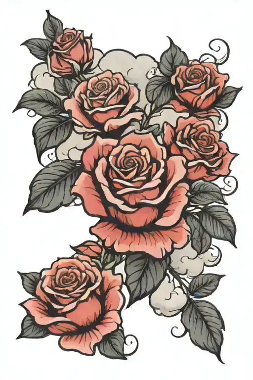 Rose And Clouds Surrounding