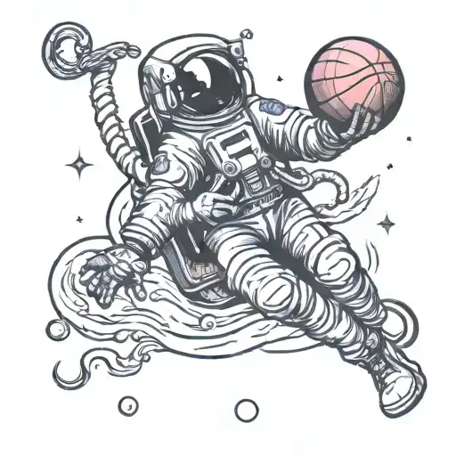Astronaut Playing Basketball In Space