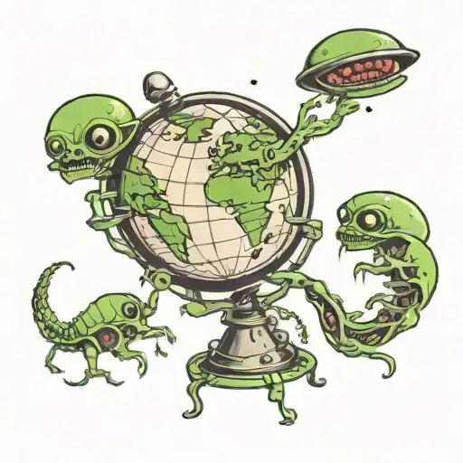 Aliens Toying Earth Globe