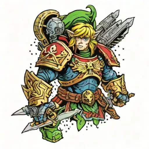 Link As Space Marine With 40K Aquilla Background