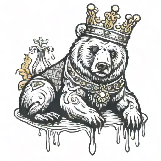 A Sitting Bear Thats Dripping With A Crown