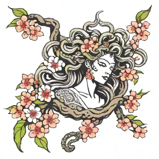 Medusa And Japense Cherry Blossom Tree