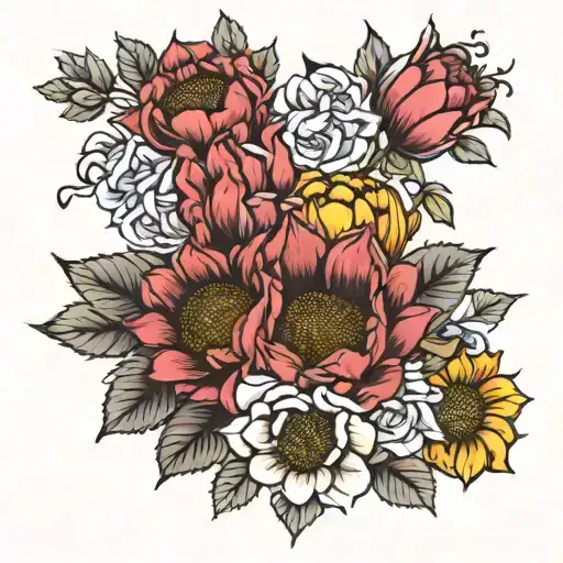 Sunflower Peony Wildflowers