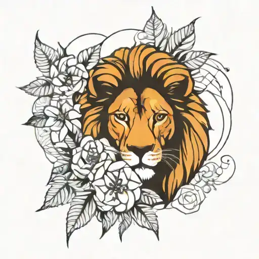 Lion Geometric Flowers