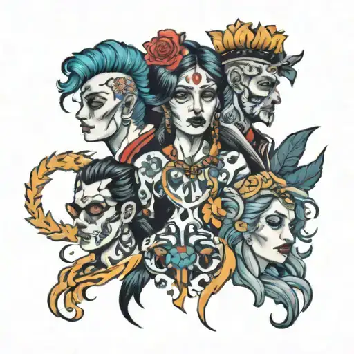 Four Color Coordinated People