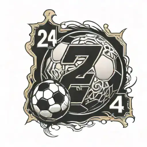 Soccer Ball And Number 24 With Soccer Field