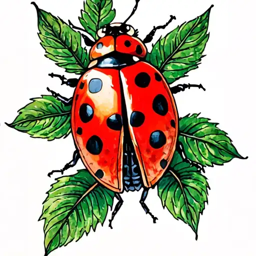 Ladybug In Flight From Above