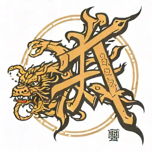 Tan Chinese Character Surrounded