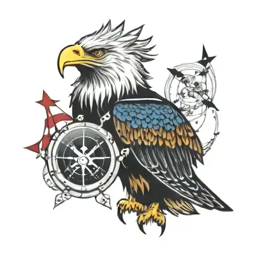 Eagle Flag Nautical Compass America