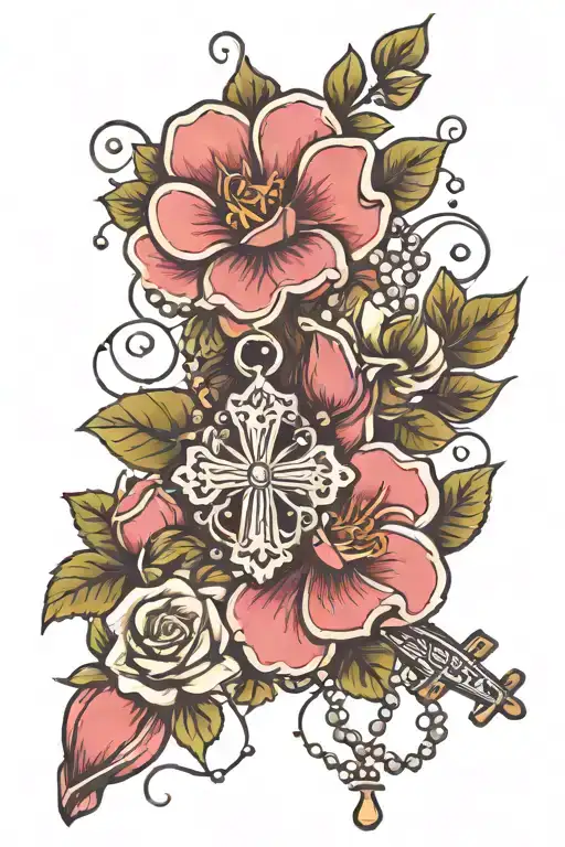 Flowers And Rosary Beads