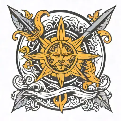 Sun And Trident Intertwined