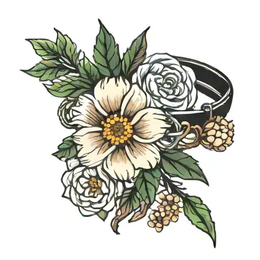 Tattoo Bracelet On Hand With Flowers In Bts Bts Bts Style