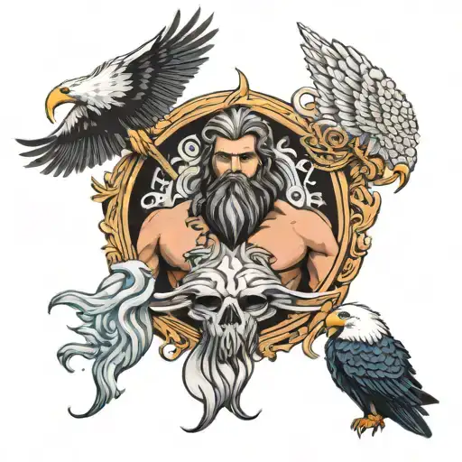 A Tattoo Featuring Poseidon Zeus And An Eagle