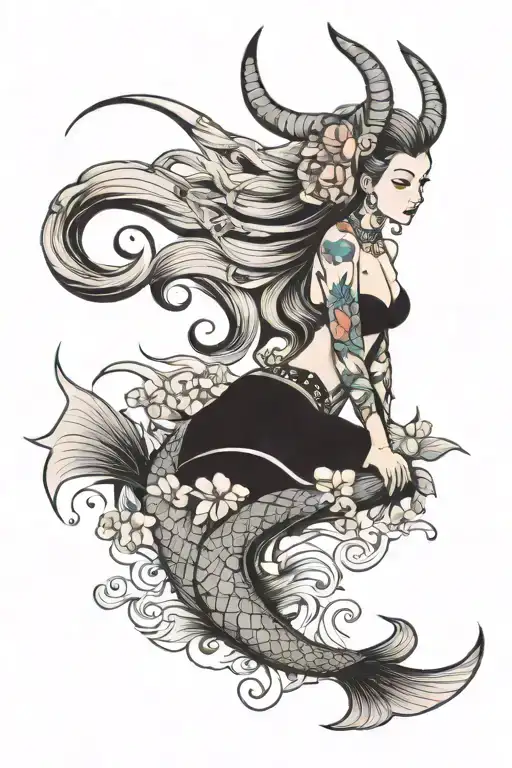 Girl Goat Mermaid Tail