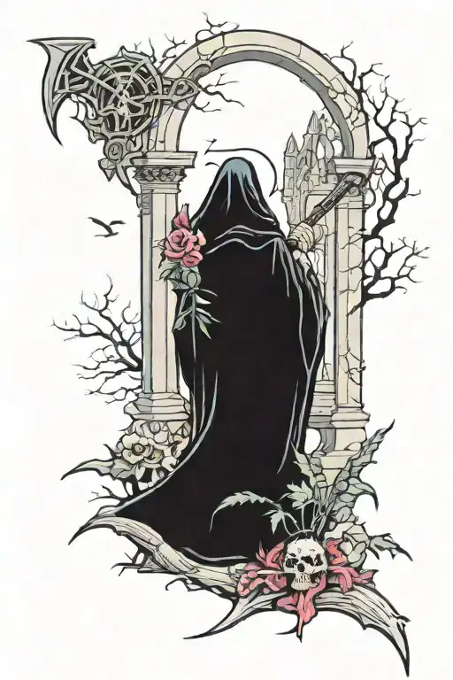 Grim Reaper In A Graveyard Scene Featuring