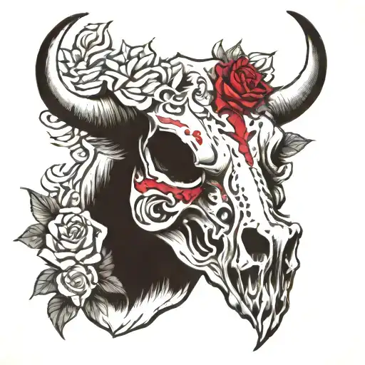 Cow Skull With Roses