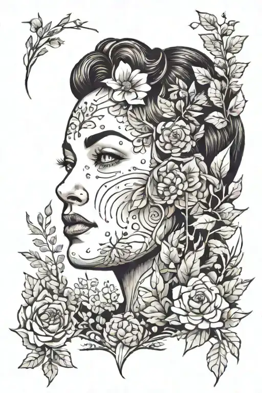 Big Woman Face With Forest Around Her