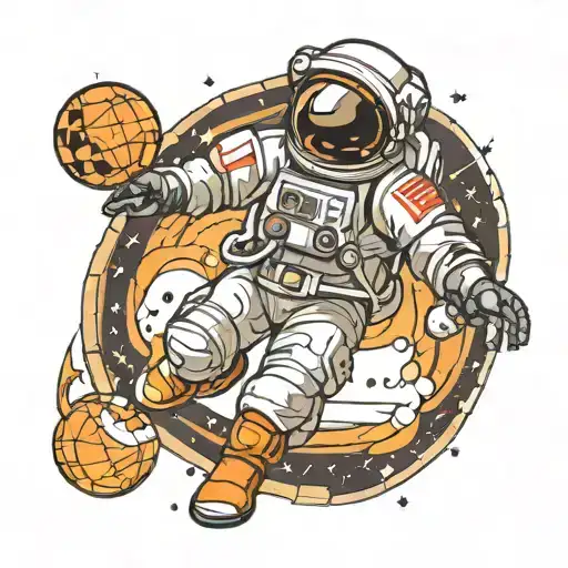 Geometric Pattern With An Astronaut Floating In Space