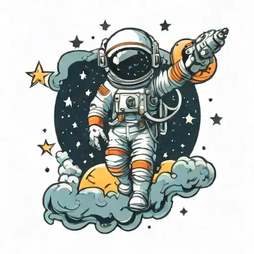Astronaut Floating With Stars