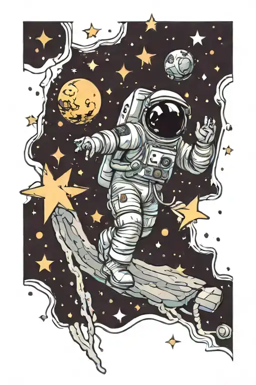 Astronaut Floating With Stars