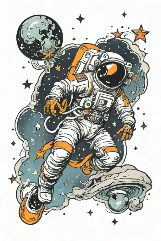 Astronaut Floating With Stars