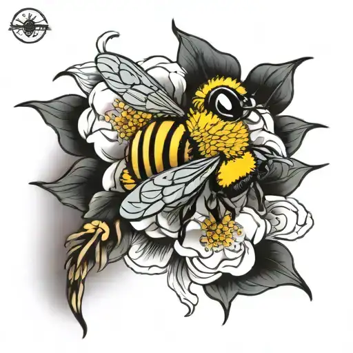 Bee In Flower Blooming