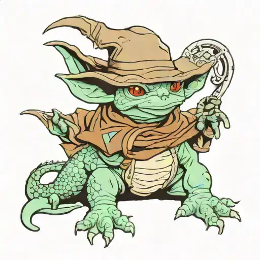 Totodile Yoda With Cowboy Hat Sitting