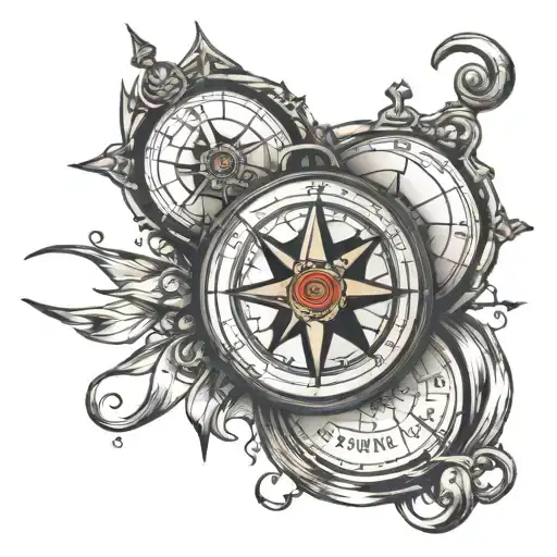 Small Broken Compass Tattoo With By Grace Through Faith Written On It