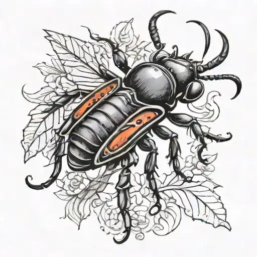 Black Stag Beetle Tatoo
