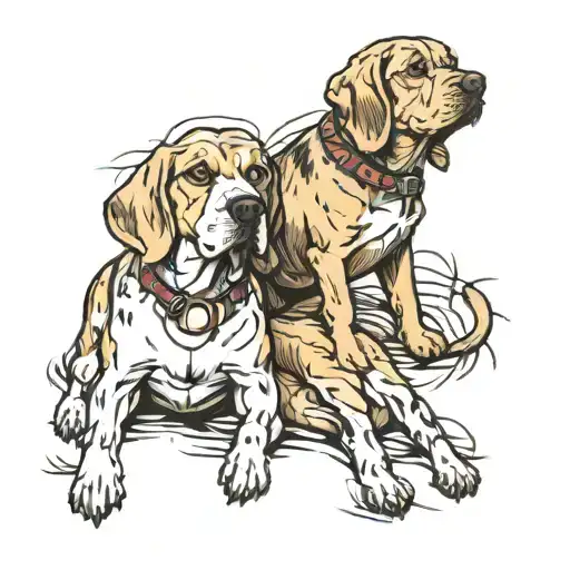 Beagle Dog And French Mastif Dog