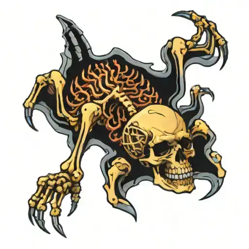 Skeleton Crawling Out Of Ground With Flesh