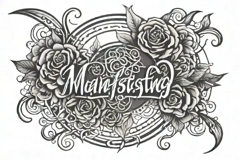 Single Line Manifesting Tattoo Design