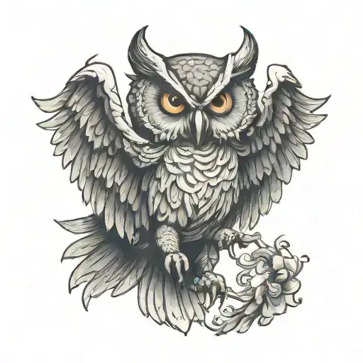 Owl With Wings Spread