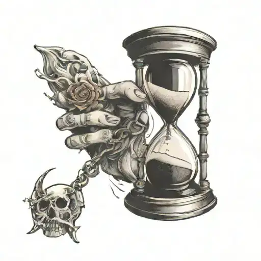 Hourglass With Hand Holding Top And Straining