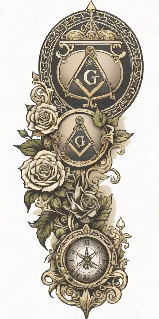 Incorporate Freemasonry Symbols Like The Square And Compass Into A Rugby-themed Tattoo Design