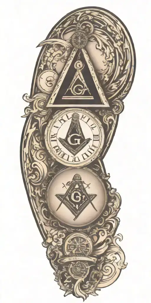 Incorporate Freemasonry Symbols Like The Square And Compass Into A Rugby-themed Tattoo Design